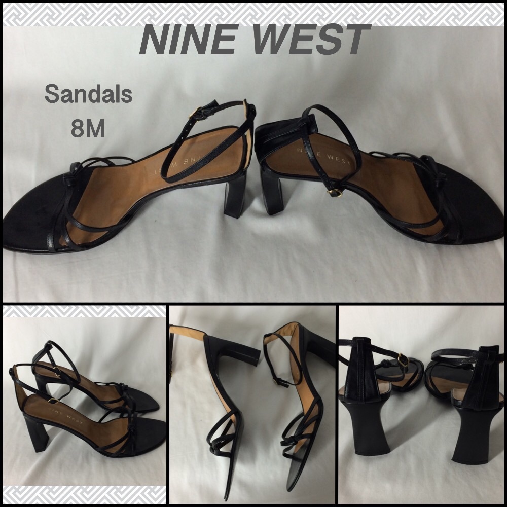 Nine West Black Sandals w/Ankle Straps 8M - Picture 3 of 5
